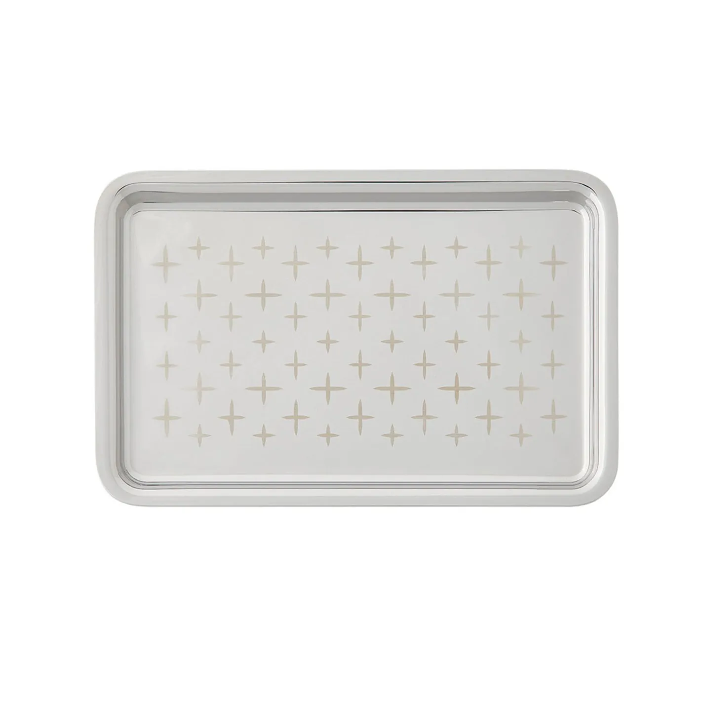Plateau de service Guy Degrenne en inox avec poignées dorées